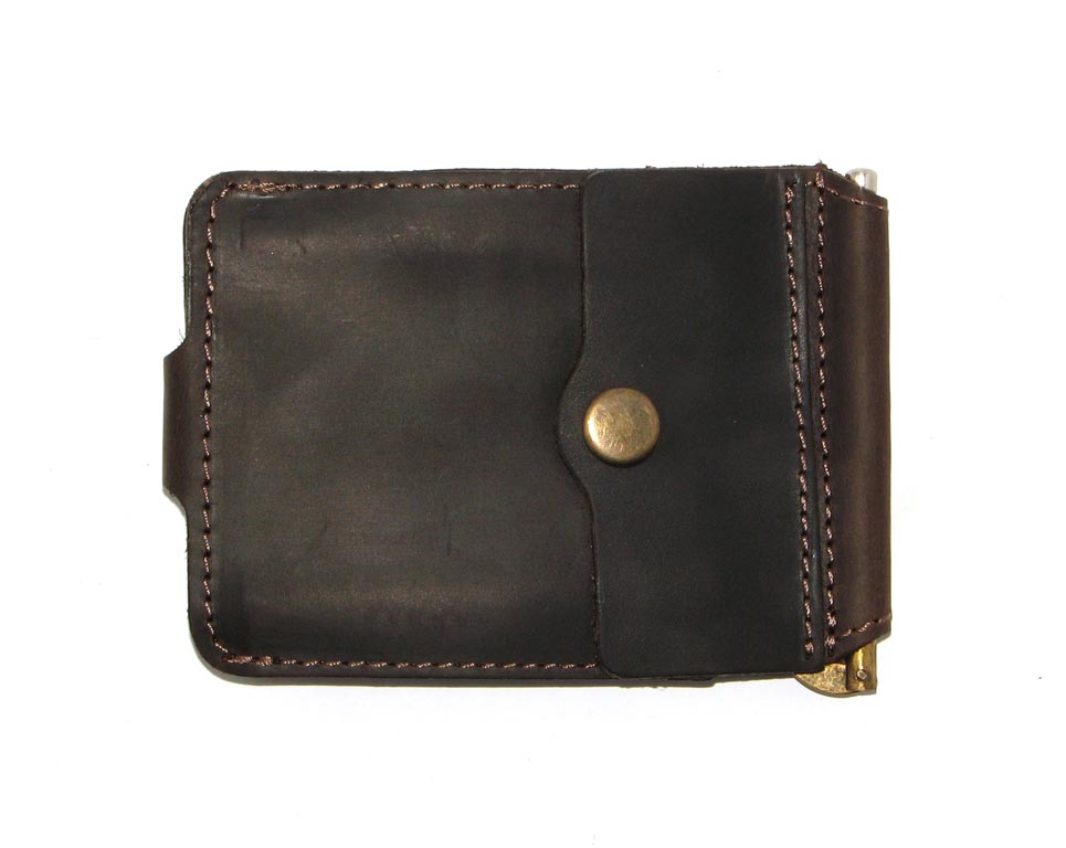 Шкіряний Затиск для Грошей DNK Leather Затиск-H з монетником коричневий